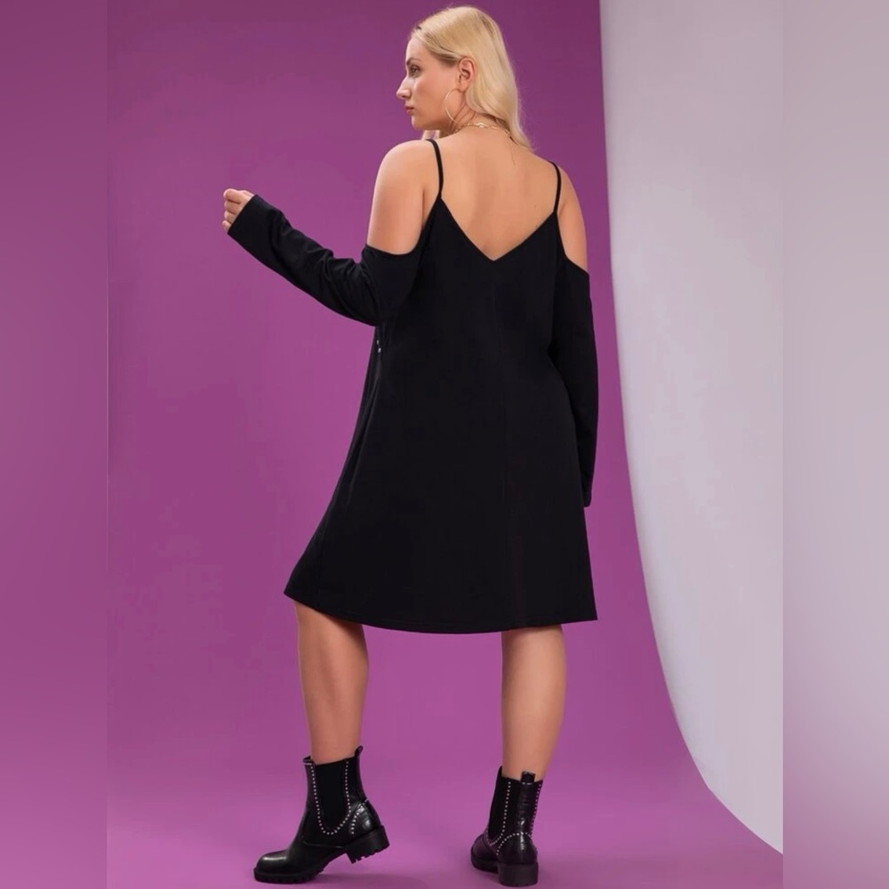 NWOT SHEIN Plus Studded Cold Shoulder Dress 2X - Picture 2 of 7